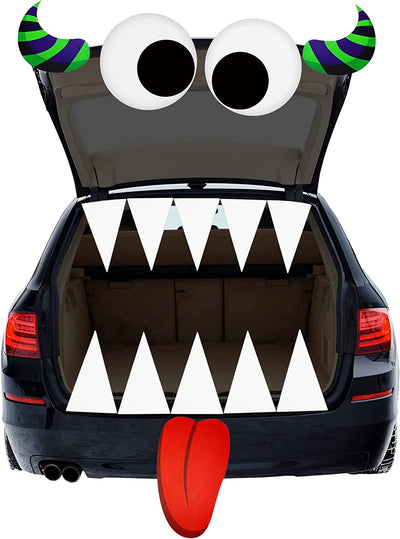 4E's Novelty Monster Trunk or Treat Car Decoration Kit - Cute Monster Face Trunk or Treat Kit for Car & SUV, Outdoor Halloween Garage Door Decorations