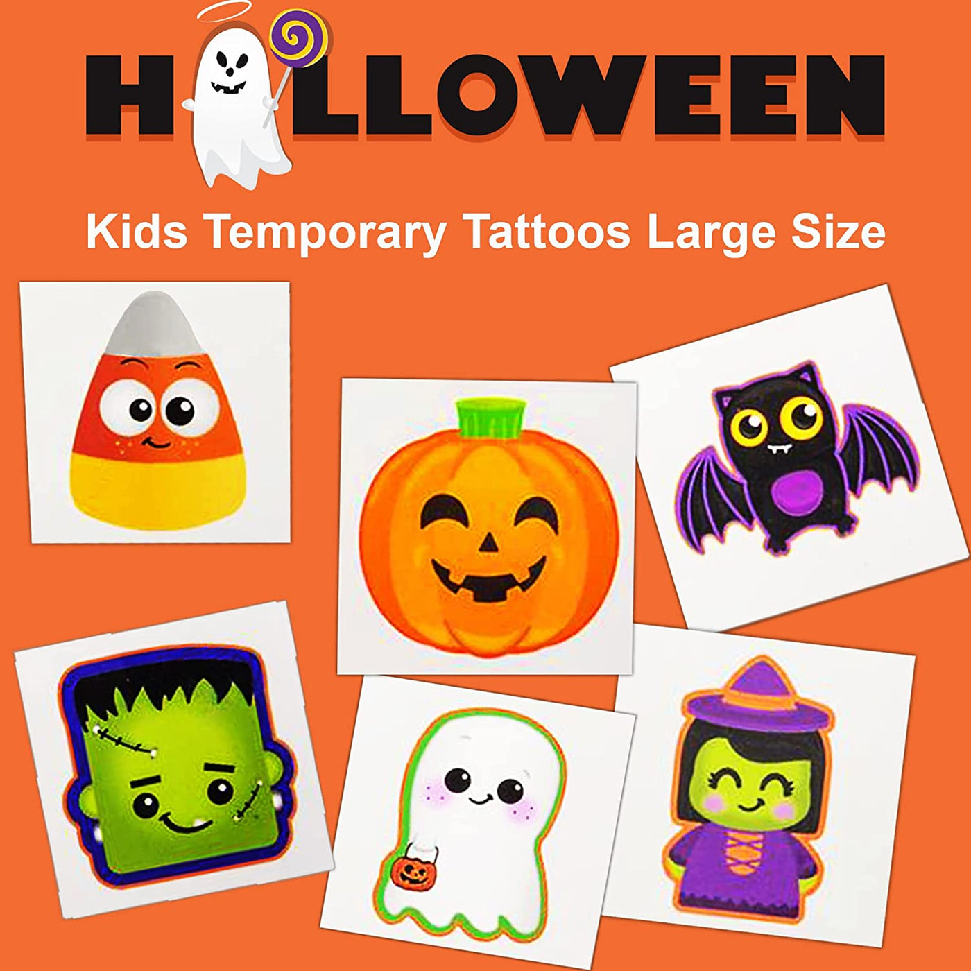 144 Pcs Halloween Tattoos for Kids Temporary Bulk Pack Halloween Themed Tattos Stickers for Face Body Non-Toxic 2" for Halloween Goodie Bag Fillers Classroom Prizes Party Favors by 4E's Novelty