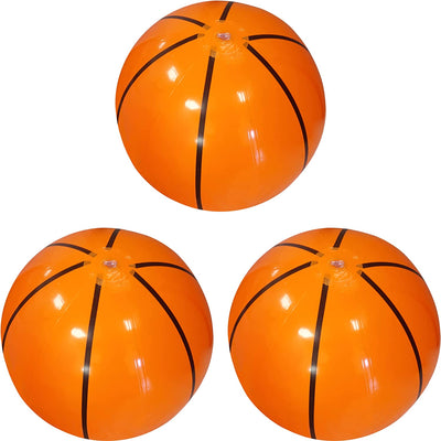 4E's Novelty 20" Inflatable Basketball [3 Pack] Large Basketball Beach Ball for Sports Themed Basketball Party Decorations & Favors, Indoor Games & Toys for Kids
