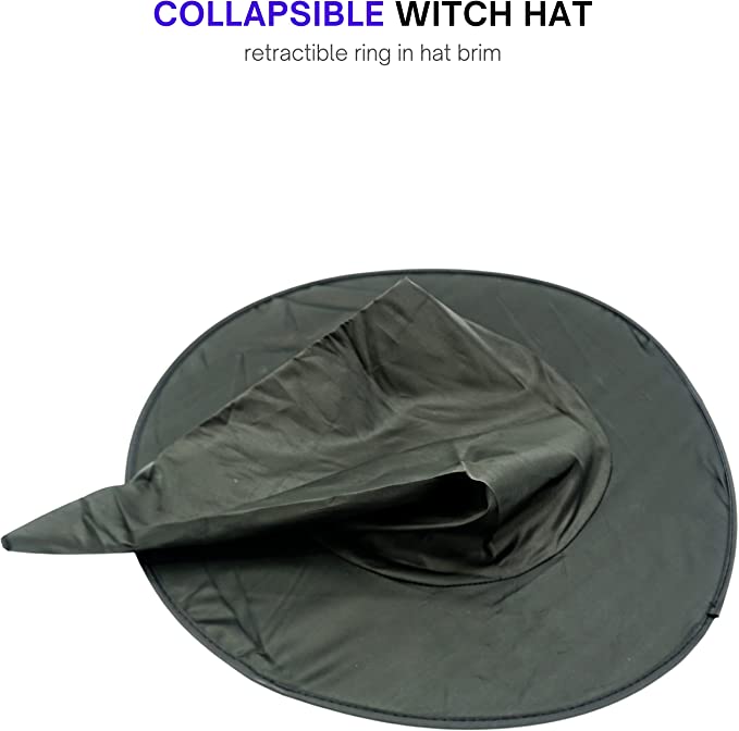 Black Witch Hat for Adult Women & Teen Girls - Witches Hat for Costume Accessories & Hanging Halloween Decorations, Wizard Costume Hat by 4E's Novelty