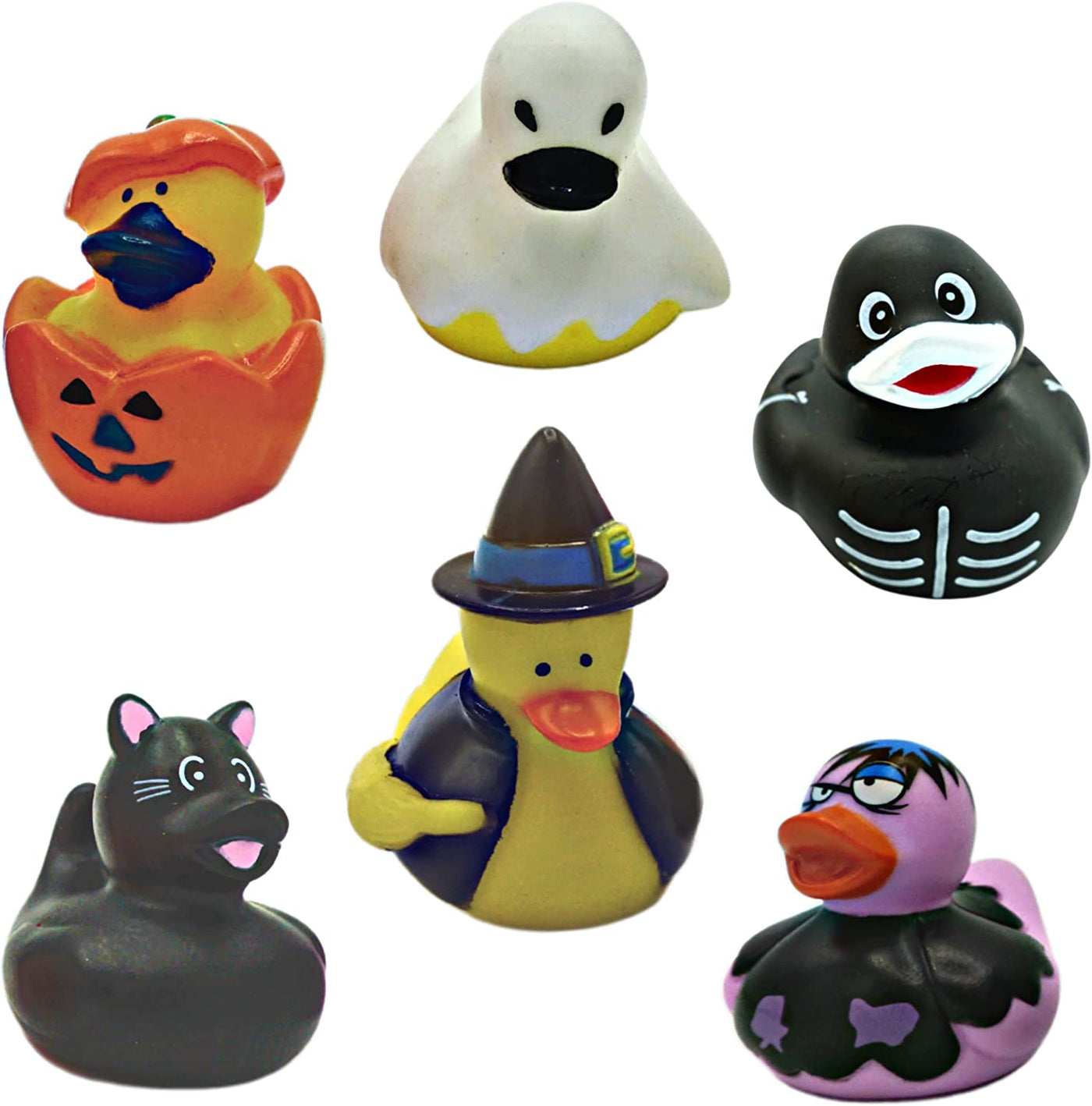 Halloween Rubber Ducks Bulk - 24 Pack, 6 Variety Themes, 2.5" for Halloween Party Favors for Kids, Goodie Bag Fillers, Jeep Ducking, Trick or Treat Toys for Toddlers by 4E's Novelty