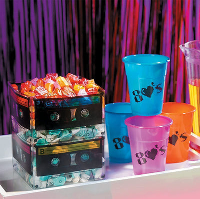 Cassette Tape Bucket Centerpiece (4 Pack) 80s Party Supplies, 90's Theme Birthday Party Decoration Cassette Tape Table Decor, Retro Hip Hop Pop Music Culture Party for Adults & Kids by 4E's Novelty