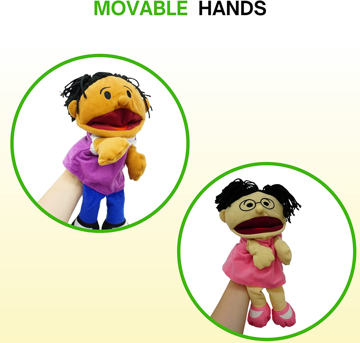 Hand Puppets for Kids, Multicultural Puppets with Movable Mouth (8 Pack) Soft Plush Puppets Fits Toddlers & Kids for School, Home Puppet Theater Shows, Classroom Toys, Great Gift Idea by 4E's Novelty