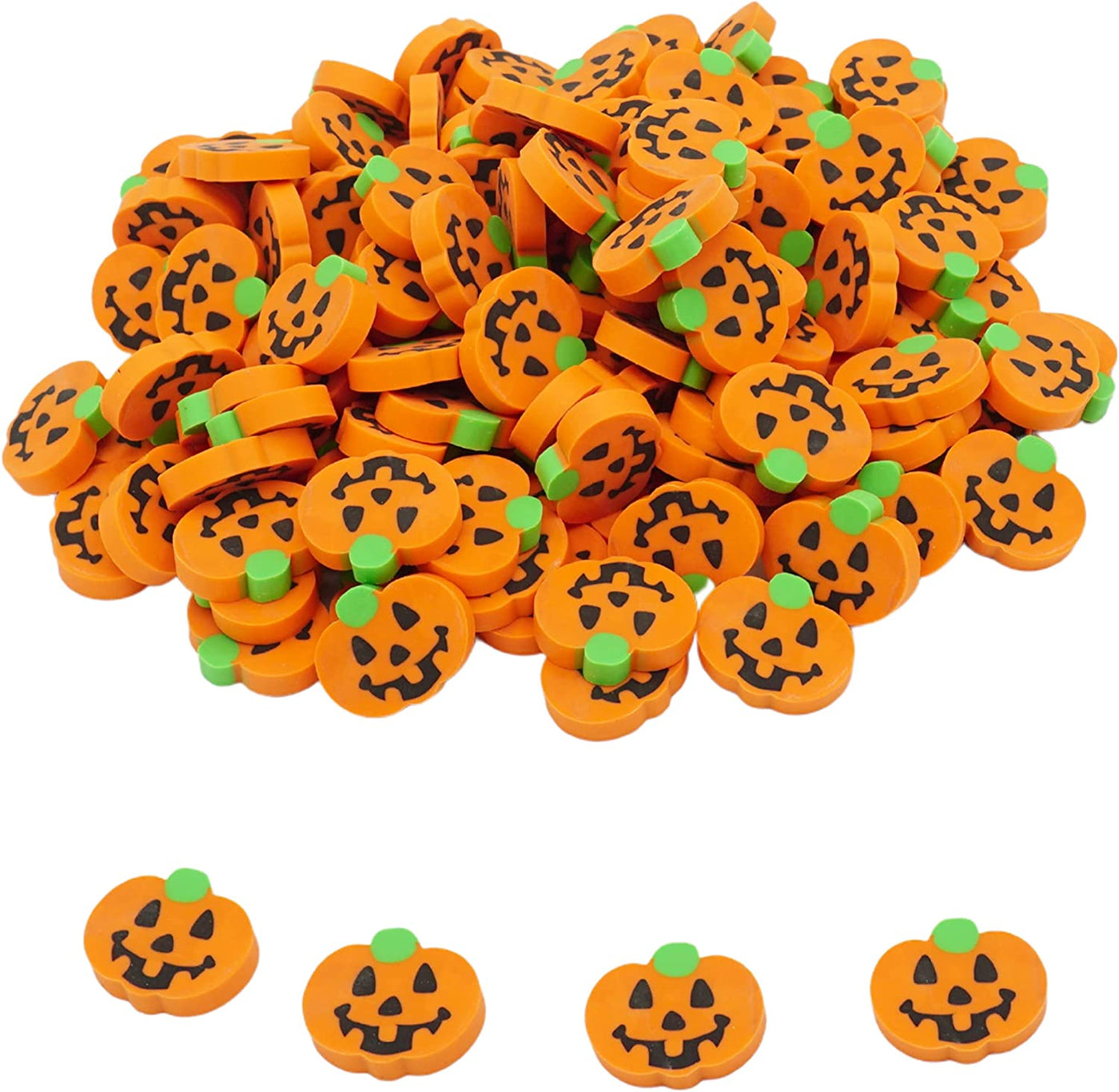 144 Pcs Halloween Pumpkin Erasers for Kids Bulk Mini, Halloween Party Favors for Kids, Halloween Treats Non Candy, Trick or Treats, Goody Bag Filler, Classroom Prize by 4E’s Novelty