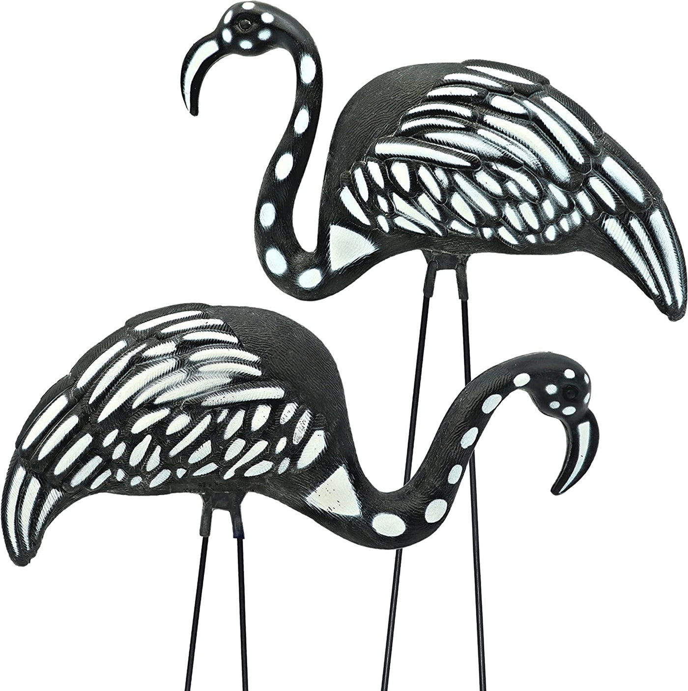 Skeleton Flamingo Yard Ornaments (Set of 2) Large Zombie Flamingo Scary Lawn Decor for Fall Halloween Outdoor Decorations by 4E's Novelty