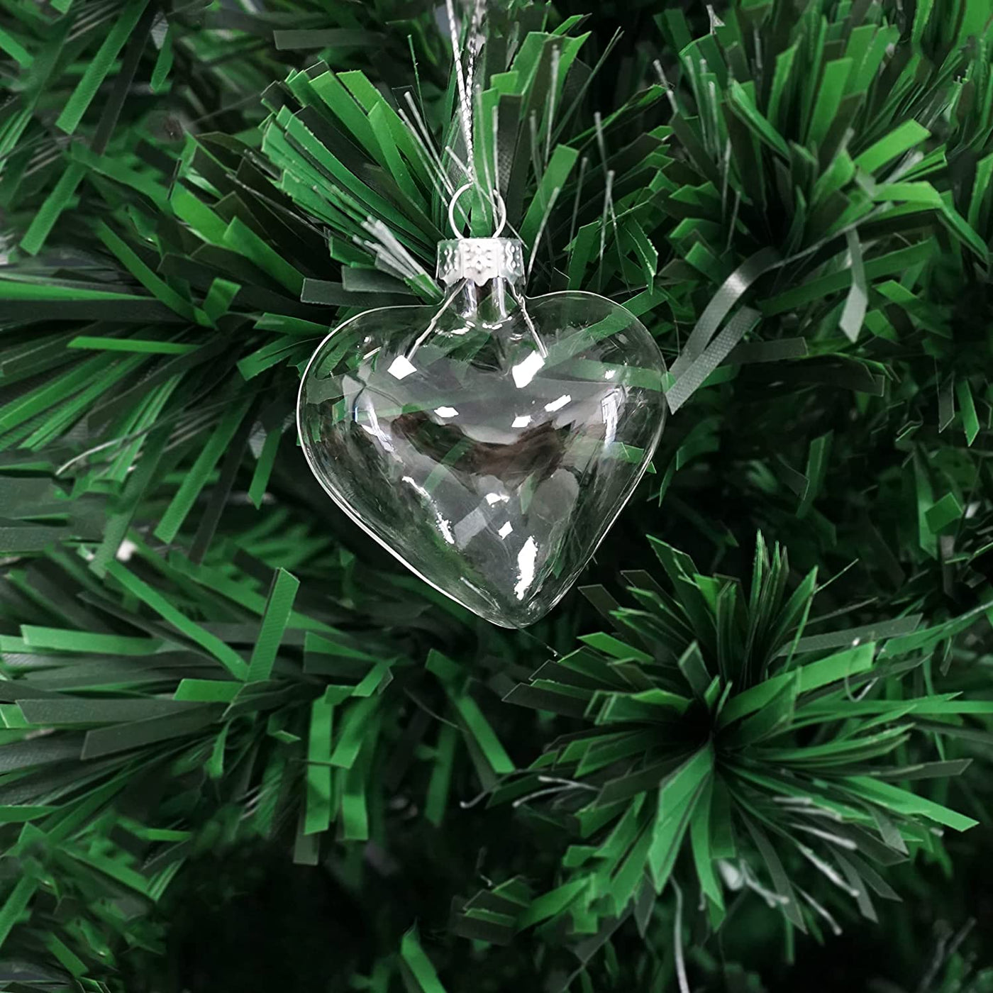 12 Pcs Fillable Glass Heart Ornaments for Crafts 60mm/2.36" for DIY Clear Ornaments for Valentines Day Tree Decoration