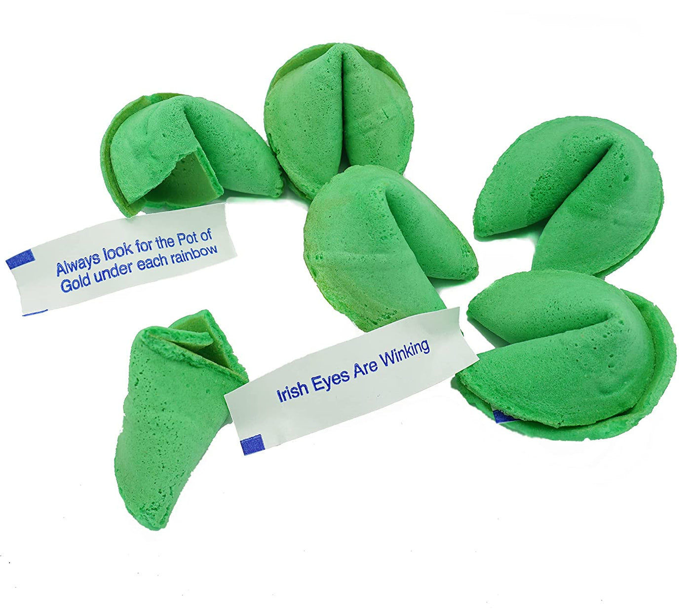St Patricks Day Fortune Cookies (50 Individually Wrapped) Green With Irish Themed Sayings Party Favors & Treats by 4E's Novelty