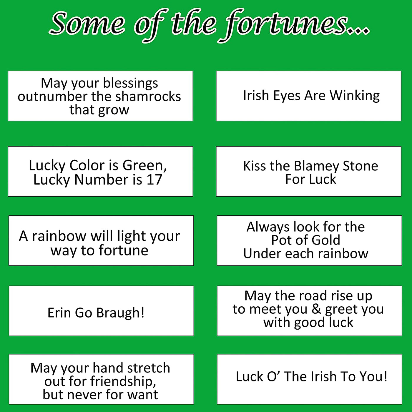 St Patricks Day Fortune Cookies (50 Individually Wrapped) Green With Irish Themed Sayings Party Favors & Treats by 4E's Novelty