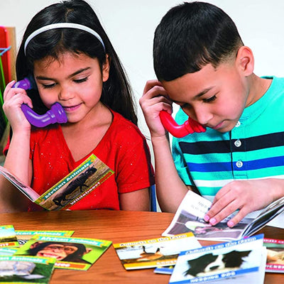 4E's Novelty Whisper Phones for Reading [4 Pack] Auditory Feedback, Hear Myself Sound Phone - Accelerate Reading Fluency, Comprehension & Pronunciation - Speech Therapy Materials Toys