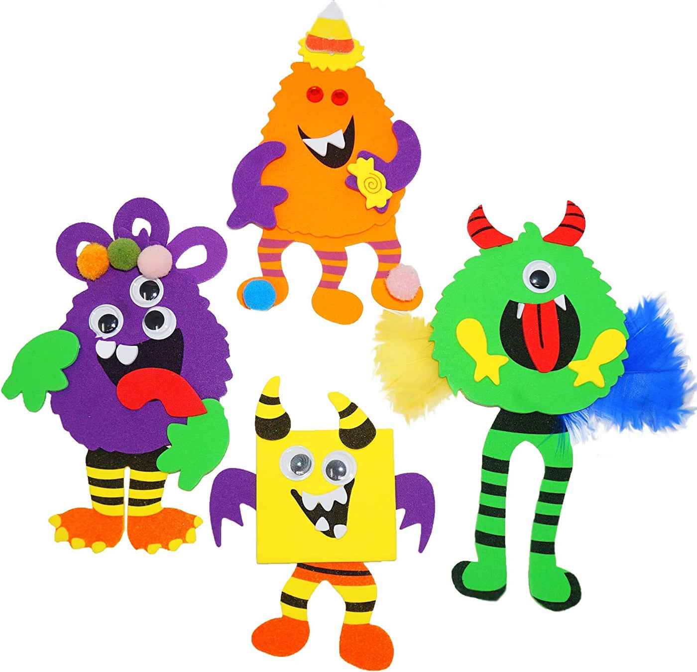 4E's Novelty Halloween Crafts for Kids (12 Pack) Silly Monsters Foam Magnet Fall Crafts for Kids Bulk, Halloween Party Activities for Kids Ages 3-5, 4-8