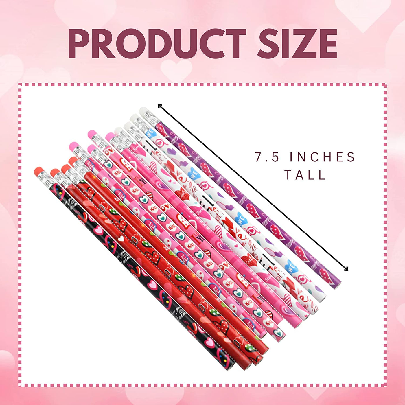 4E's Novelty Valentines Pencils for Kids 36 Pack Bulk Valentines Day Pencils for Classroom Gifts, Prizes for Party Favors, Stationary Gifts for Students
