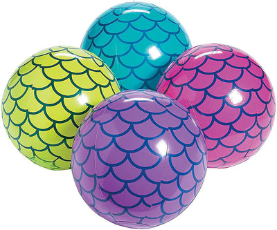 Mermaid Beach Balls (4 Pack) Mermaid Party Favors, Mermaid Party Decorations for Girls, Mermaid Birthday Party Supplies, Under The Sea Themed Party Decor, Gifts for Girls Pool Party