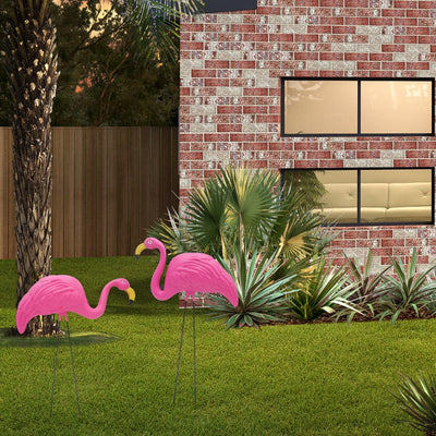 Pink Flamingos Yard Decorations Large 23" [Set of 2] Outdoor Garden Flamingo Statue Ornament Lawn Decor by 4E's Novelty
