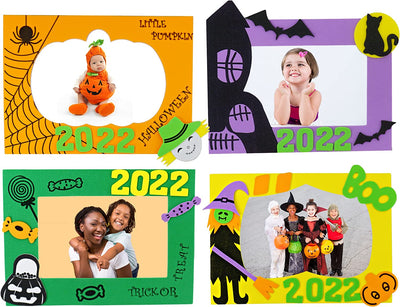 4E's Novelty Halloween Picture Frame Craft Kit (12 Pack Bulk ) Foam Fall Arts and Crafts for Kids, Halloween Crafts for Kids Ages 4-8, 3-12