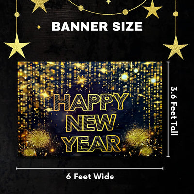 Happy New Year Banner 2023 Fabric,72 x44 Inch New Year Backdrop for Party, Home Decorations Photography Sign, New Years Eve Party Supplies 2023 & NYE Decor BY 4E's Novelty