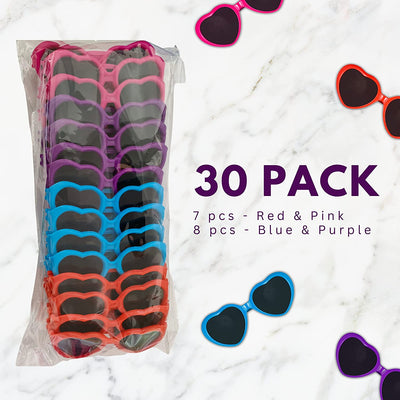 Kids Heart Shaped Sunglasses (30 Pack) Bulk Glasses - Valentines Day Party Favors Gifts for Kids Classroom Exchange by 4E's Novelty