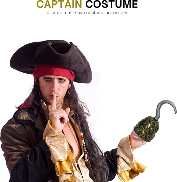 Pirate Hook (2 Pack) 8" Captain Hook for Pirate Costume Accessory for Adults & Kids, Captain Hook Costume, Pirate Accessories & Dress Up Prop for Men, Women, Boys, & Girls by 4E's Novelty