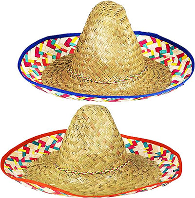 4E's Novelty 4 Sombrero Hats Adults [4 Pack] Bulk Sombrero Party Hats for Men Women, With Chinstrap - for Fiesta Cinco De Mayo Party, Mexican Hat