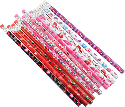 4E's Novelty Valentines Pencils for Kids 36 Pack Bulk Valentines Day Pencils for Classroom Gifts, Prizes for Party Favors, Stationary Gifts for Students