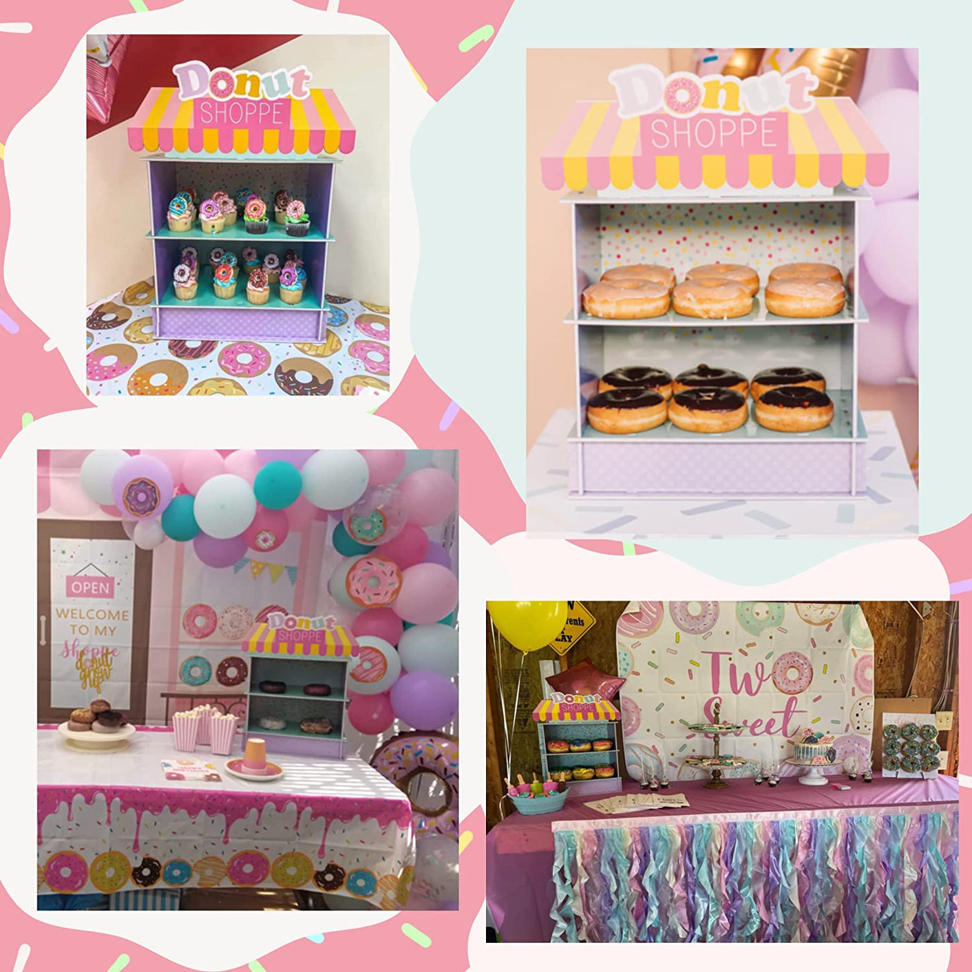 Donut Stand for Donut Birthday Party Supplies & Decorations, Cupcake Stand Dessert Table Centerpiece by 4E's Novelty