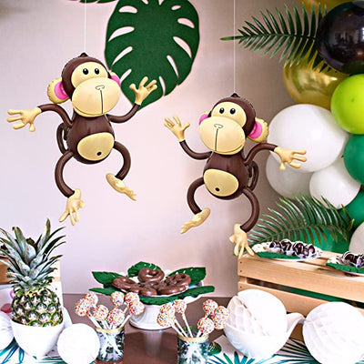 Inflatable Monkey (4 Pack) 27 Inch Large Hanging Monkeys For Jungle Safari Birthday Party Decoration Supplies Kids Animal Party Decor, Baby Shower Supplies Favors, By 4E's Novelty