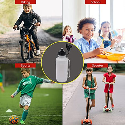12 Sports Water Bottles Bulk (12 Pack) 18 oz Squeeze Reusable Plastic White Water Bottle, BPA Free, School Kids Water Bottles by 4E's Novelty