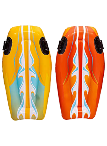 2 Inflatable Kids Boogie Boards for Beach - Learn to Swim Kickboard, Inflatable Surfboard with Handles, Body Surf Floating Pool Float for Beach & Pool Floats by 4E's Novelty